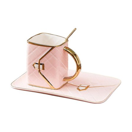 Håndtaske Formet Kreativ Kande Keramik Kop Sæt Bakke Ske