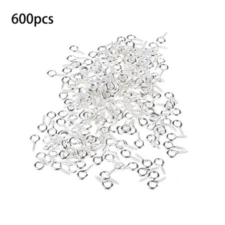 600x/ Set Miniskruvar Ögonnål Peg Ögonnålar Krokar Praktiska Silverspännen Krokar Ögonskruvar för gör-det-själv-smycken Nyckelringstillverkning