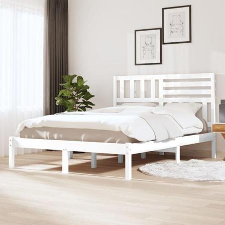 Vidaxl Sängram Vit Massiv Furu 140x190 Cm Vit