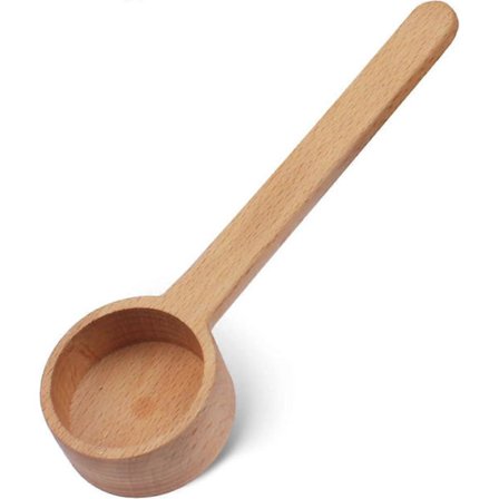 Kaffesked i trä, kaffemått för kaffebönor, malda bönor eller te, köksredskap för hemmet