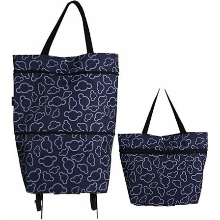 2024 #7306 Sammenleggbar handleveske med hjul, gjenbrukbar, multifunksjonell - stor kapasitet