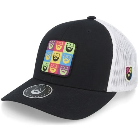 Bearded Man - Noir trucker Casquette - Pop Art Patch Black/white Trucker @ Hatstore