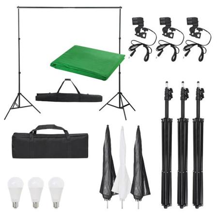 Vidaxl Fotostudio Med Lampor Och Bakgrund Svart
