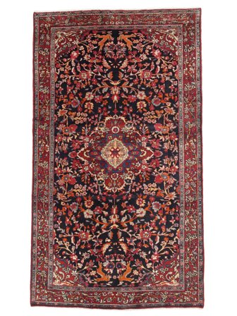 Hand Knotted Persian Hamadan Rug 134X220 Dark Red/Black