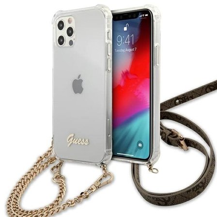 Guess GUHCP12MKC4GSGO iPhone 12/12 Pro 6.1" Gennemsigtig hard case 4G Guldkæde