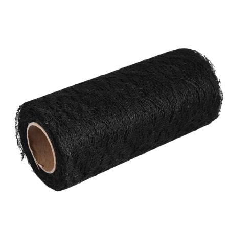 10 yard lang bryllupsfest dekoration Bordløber stol Sash Blomster blonder tyl rulle (sort)