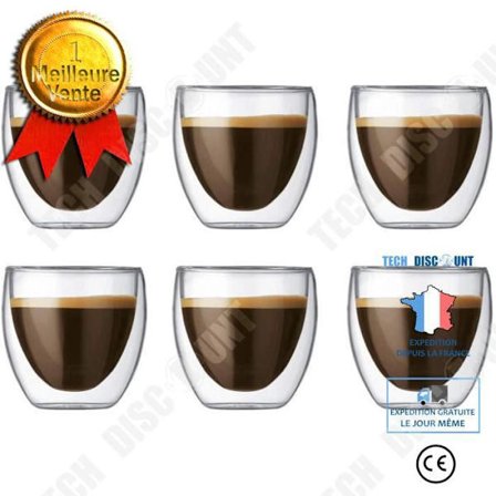 Kaffekop sætt - TD - 6 Glas kaffekopper - 80 ml - Dubbel væg - Brandsikker