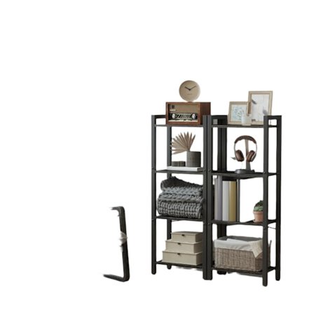 Rootz Regal Bookshelf - Standregal - Näyttöhylly - Ebony Black - 24x40x107cm - Teräsrunko - Suojattu ja tyylikäs säilytysratkaisu