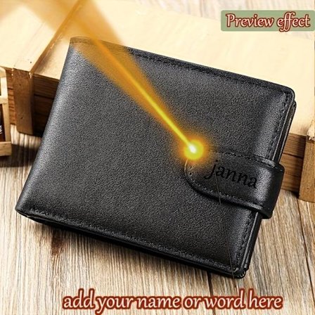 Anpassningsbar Äkta Läderplånbok med RFID-skydd - Personligt Namn, Vintage Stil