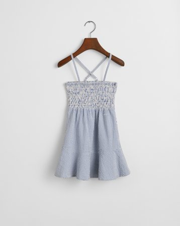 GANT Kinder Girls Seersucker Kleid mit Streifen (122/128) Blau