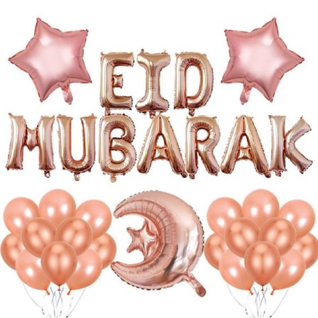 Eid Mubarak Ballonger Bokstav Folieballonger ROSÉGULD