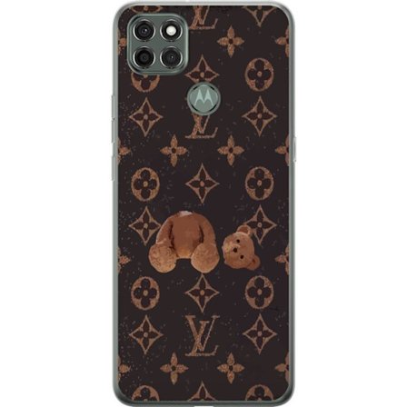 Kompatibel Mobilcover til Motorola Motorola Moto G9 Power Luksuriøst monogrammønster med knust bamse i mørk modeæstetik