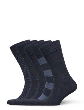 Th Men Sock 5P Tin Giftbox Stripe Blue Tommy Hilfiger