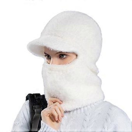 Unik Strikkelue Balaclava Skull Caps Balaclava for Trendsettende Pullover Varme Skull Caps Strikket Lue Party Club Hvit (Hvit)
