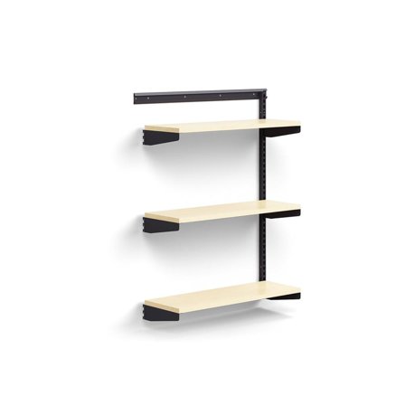 Wandregal RELY, Anbaumodul, Laminatböden, 1221 x 900 x 300 mm, anthrazit/Birke