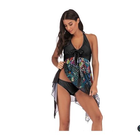 Jenter Badetøy Europeisk Skjørt For Dame Split Sexy Slim Fit Svart