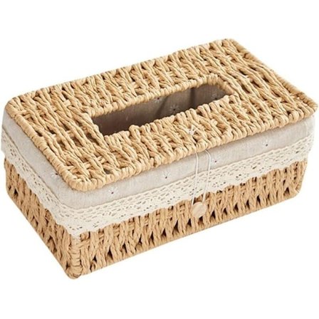 Vævet Kleenexboks Cover, Rattan Kleenexboks Holder, Flettet Kleenexboks Holder til Bil, Badeværelse, Toiletbord, Kontorbordplader, af DEBUNS