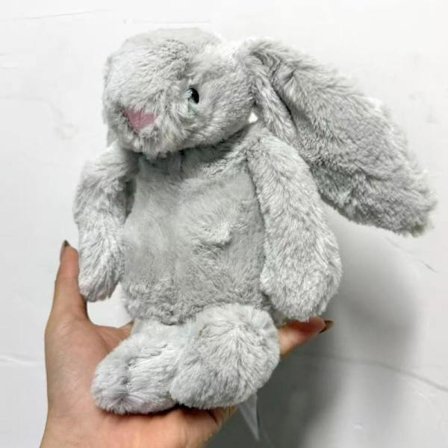 Jellycat Bartholomew Plyslegetøj, Blødt og Behageligt, Perfekt til Børn, Valentinsdagsgaver, Samlerobjekter, 18 cm Sølv Kanin