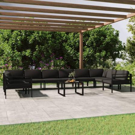 Vidaxl Loungegrupp För Trädgården 11delar Med Dynor Aluminium An Antracit
