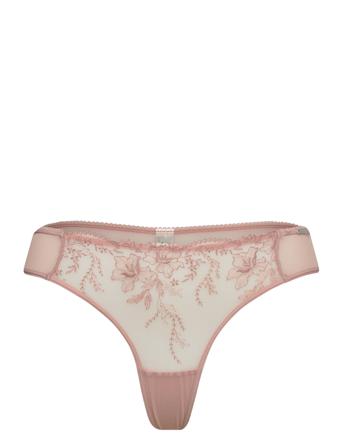 Brief Liv Thong Low Embroider Stringtruse Undertøy Rosa Lindex