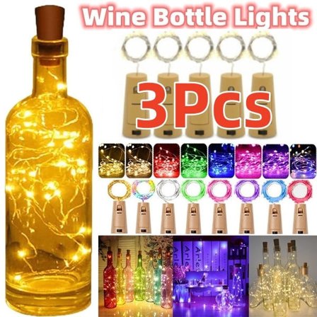 3 ST Ljusslinga för flask-LED (med batteri) halloweenlampa