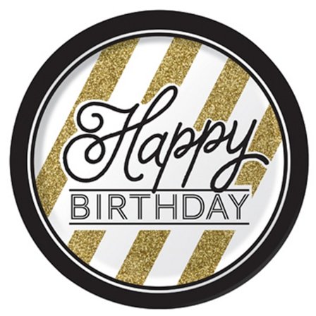 Creative Converting Svarta och guldfärgade papperstallrikar (förpackning om 8) 9 I