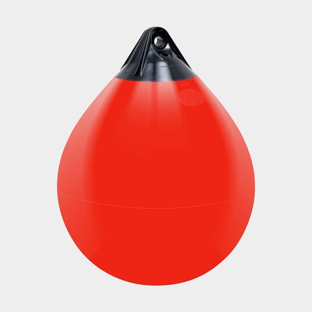 Defensa esférica Polyform A2, Ø39 cm, roja con parte superior negra