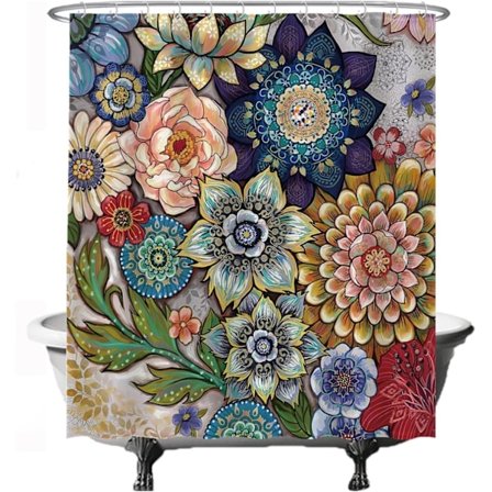 Värikkäät kukat, luonnollinen taide, 180 x 200 cm, pestävä, homeenkestävä, vedenpitävä