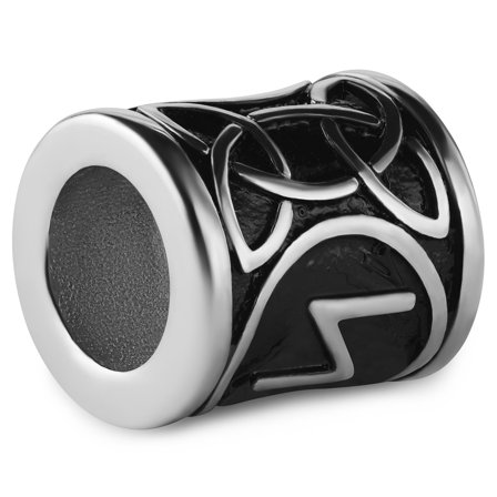 Silver-tone Viking Sun Rune Beard Ring for Men - Beard rings & beads