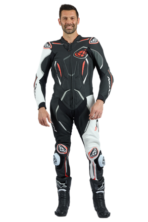 Kombinezon Skórzany Ixon Demonio Czarny/Złamany Biały/Czerwony M