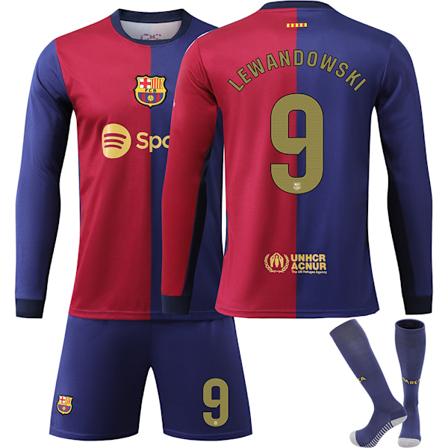 Barcelona Koti Pelipaita Lapsille Pitkähihainen 2024-2025 No. 9 Lewandowski M