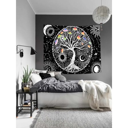 Livets träd väggbonad för sovrumsestetik, trippy svamp