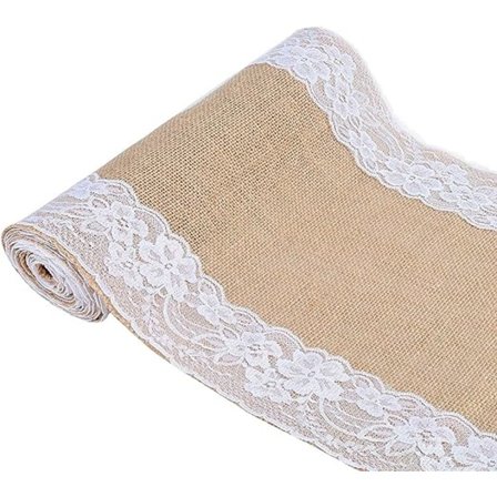 1kpl Pitsi Luonnon Juutti Pöytäjuoksija Hääkoristelu-30 * 275CM