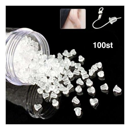 100 st Ploppar Öronbaksidor i Nickelfri Latex Transparent