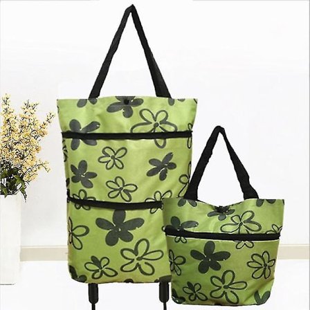 2-i-1 sammenleggbar handlekurv sammenleggbar to-trinns glidelås sammenleggbar handlepose med hjul