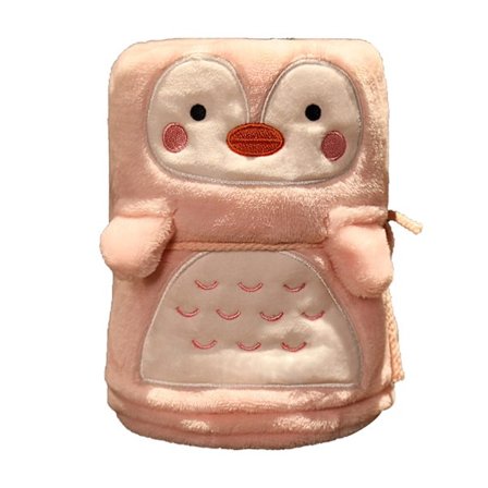 Sød dyreformet flanneltæppe, blødt, transportabelt lur-tæppe, pink pingvin til sofa, seng, kontor, kollegium 80x100cm