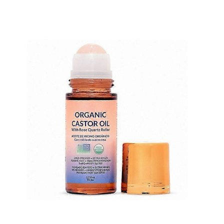 Ekologisk gyllene ricinolja roll-on med rosenkvarts, ren för hud och kroppsolja 50 ml