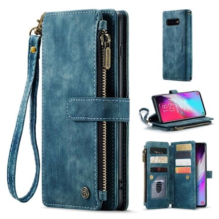 Rymligt Samsung Galaxy S10 Plus fodral med plånbok - Blå