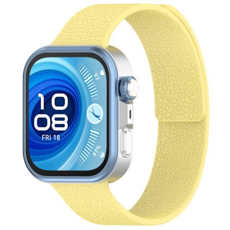 Rem for Huawei Watch Fit 4/fit 4 Pro/fit 3 Litchi-teksturert silikonrem (gul)