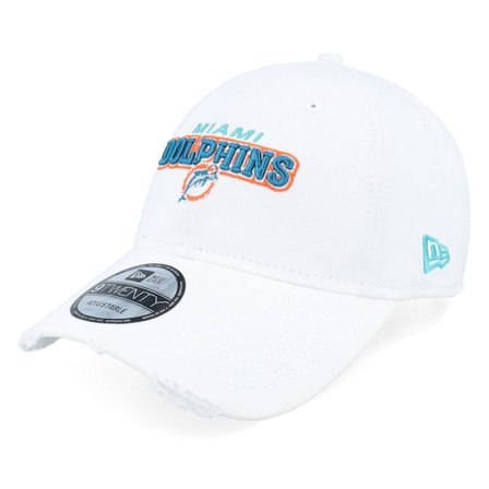 New Era - NFL Weiss unconstructed Cap - Miami Dolphins Washed Distress NFL 9TWENTY M White Dad Cap / Unconstructed @ Hatstore