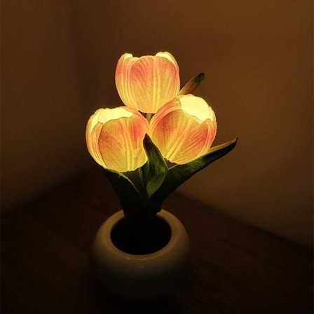 Tulpan LED-lampa konstgjord blomma nattljus