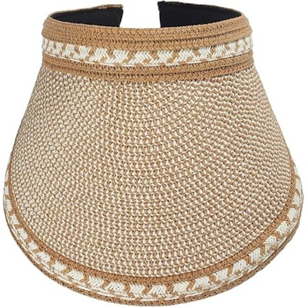Dame Solskjerm av Halm med Bred Bremm, Golf Solhatt, Sommer Strand Visor Cap
