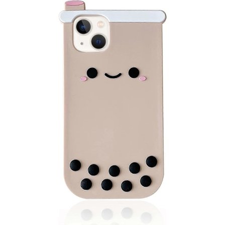 Sött 3D Boba Tea-telefonskal kompatibelt med iPhone 14 Pro Max, mjukt silikon Bubble Pearl skyddande skal