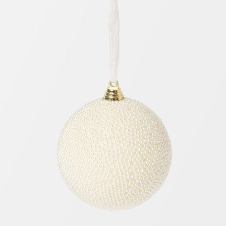 Åhléns Home Julgranskula med pärlor 8 cm Inredningsdetaljer Vit ONESIZE