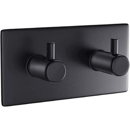 Kaksinkertainen musta pyyhekoukku, mattapintainen, koukku oven taakse, seinälle, ripustettava, kylpyhuone, keittiöpyyhkeet, metallikoukut, pyyhekoukut