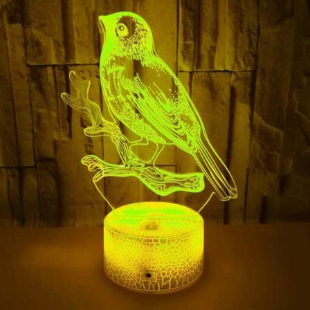 WJ 3D Fågel Nattljus Bordsskiva Optisk Illusion Lampor 7 Färgförändrande Ljus LED Bordslampa Jul Hem Kärlek Födelsedag Barn Barn Dekor Leksak Present