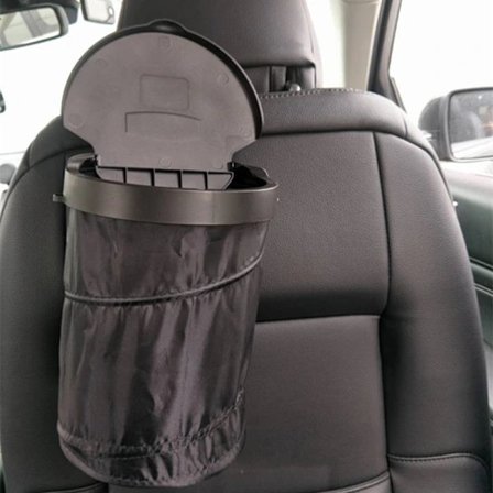 Kannettava kokoontaitettava roskakori autoon, yleismallin autoroskakori kannella, kokoontaitettava autoroskapussi toimistoon [CO]