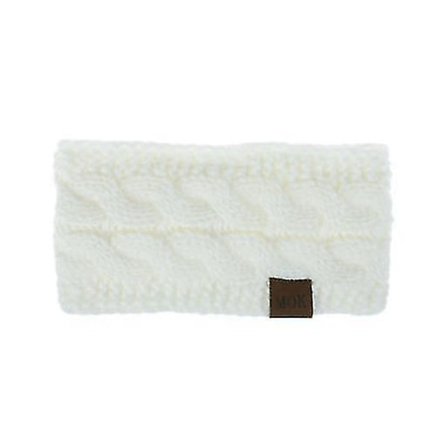 Vinterpandebånd til kvinder i uld, ørevarmere til kvinder pandebånd strikket tykt fleeceforet, vintervarme ørevarmer H (FMY)