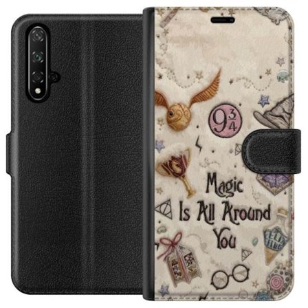 Kompatibelt Lommeboketui til Honor Honor 20 Broderad magisk illustrasjon med symboler, sitater og fantasiverden inspirert av eventyr som skaper en myk