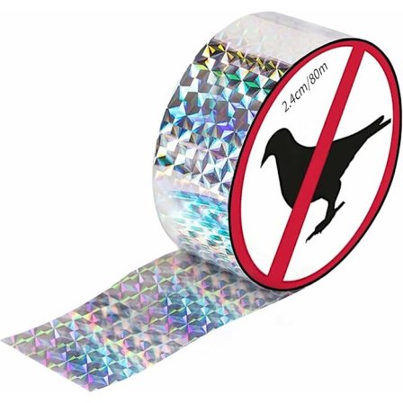Reflekterande remsor för fåglar, reflekterande anti-fågelband, avvisande band, rullband mot fåglar, används för att skydda balkonger och träd (2,4 cm 